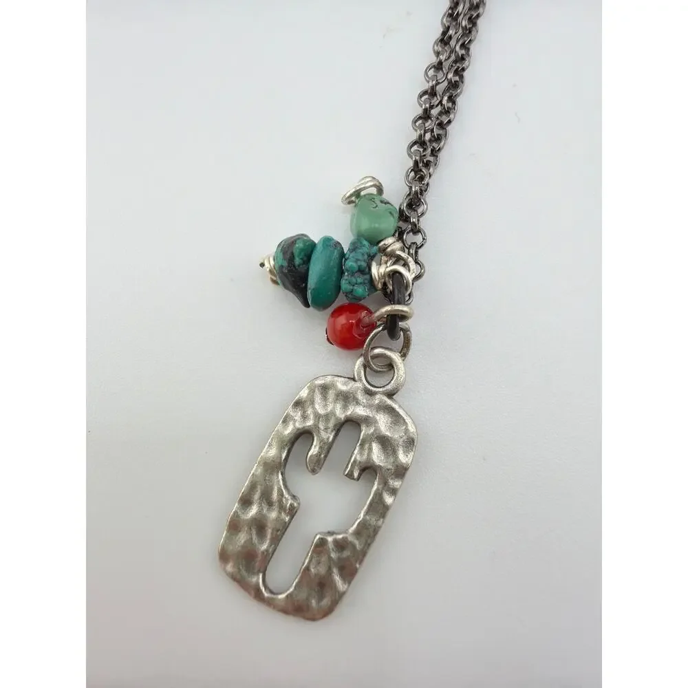 Handcrafted Southwestern Saguaro Cactus Hammered Pendant Necklace